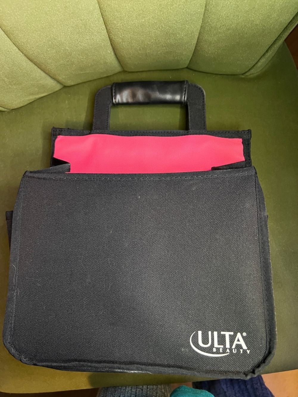 Ulta Beauty Black Cosmetic Bag with Pink Interior
